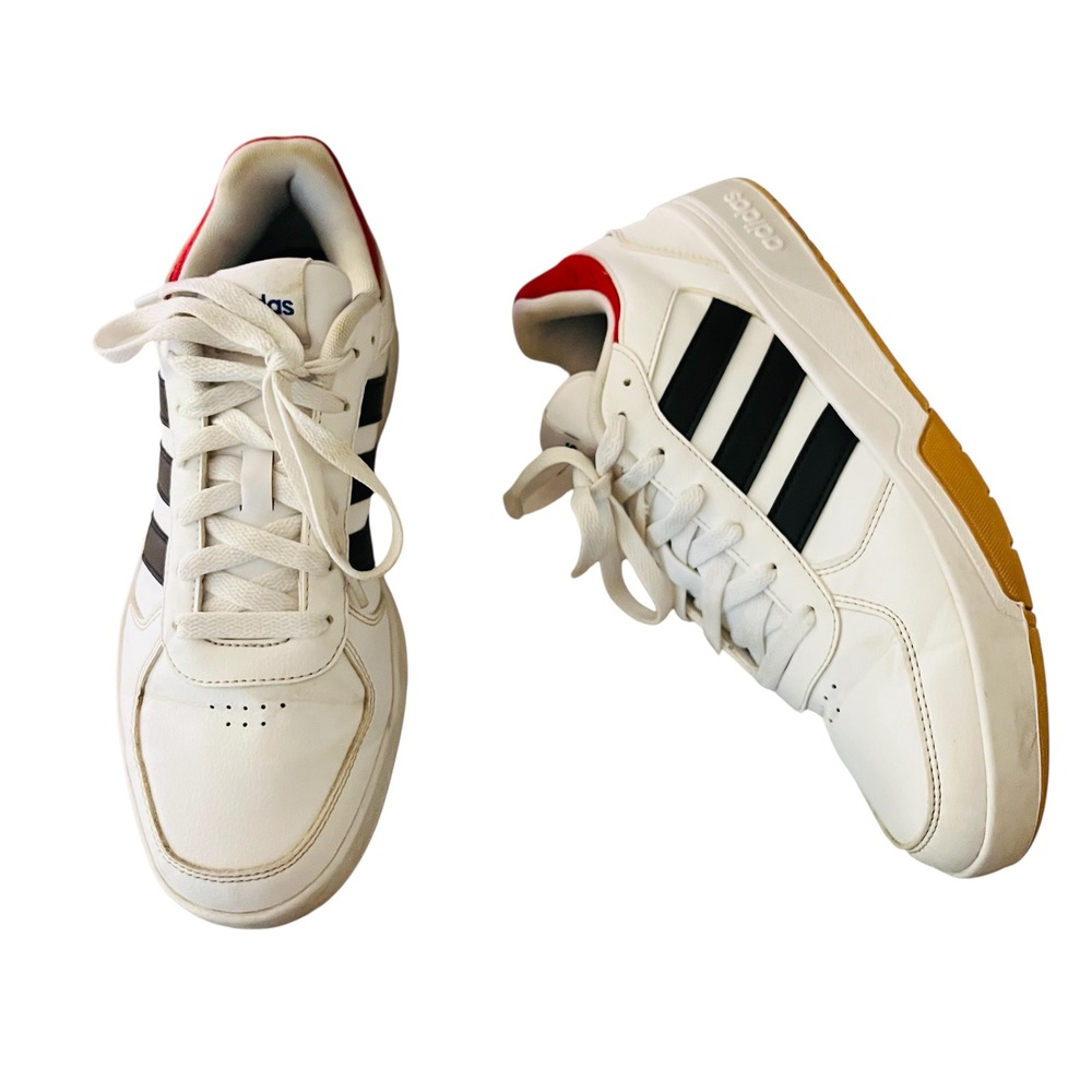 Adidas Court Team White Black Red Sneakers Casual Shoes Mens Size 8/ 9.5 Women - Picture 2 of 8